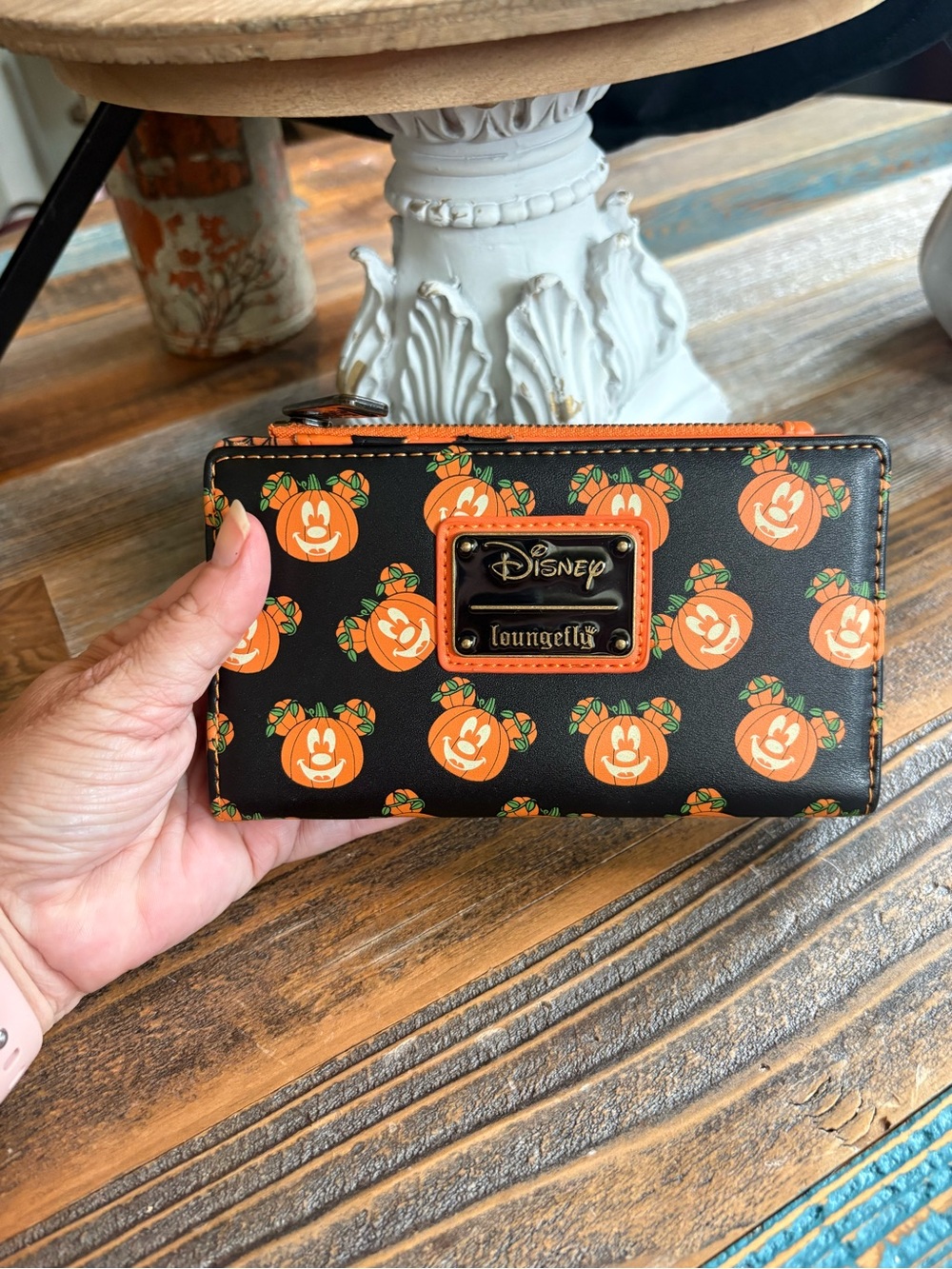 Disney Mickey Pumpkin Halloween Bundle Loungefly Wallet BaubleBar Earrings Tee - Picture 2 of 12